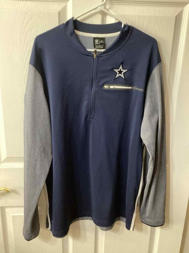 Nike Dri-Fit Dallas Cowboys Quarter Zip Pull Over Navy And Gray XL