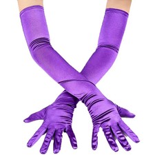 Satin Long Gloves 55CM Soft Smooth Solid High Stretch Stage Performance Women