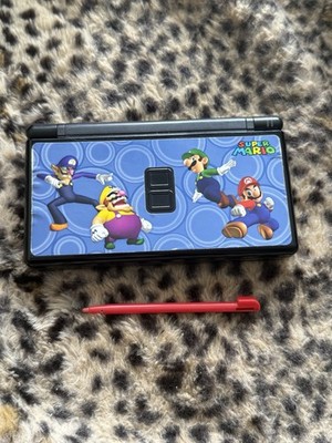 Nintendo DS Lite Handheld Console - Blue & Black w/ Mario Stickers