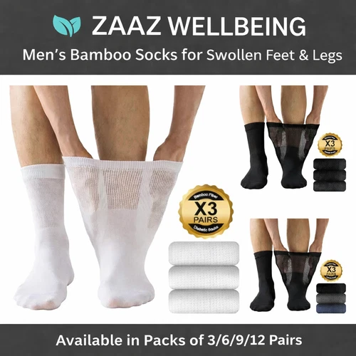 6 or 12 Pairs Men’s Extra Wide Diabetic Socks Loose Non‑Elastic Soft Top Crew
