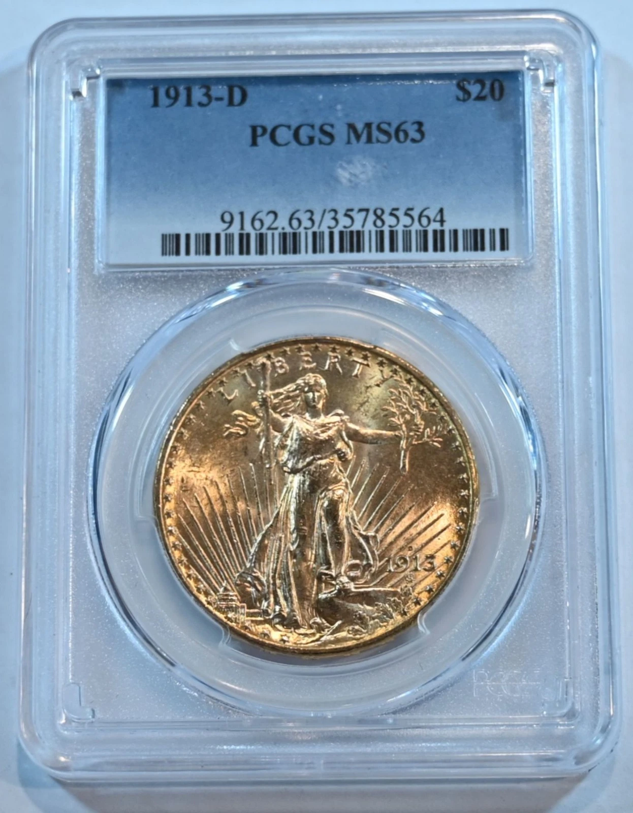 1913 D  $20 Saint-Gaudens  PCGS MS63  Gold Double Eagle