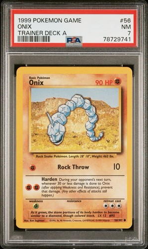 1999 Pokemon #56 Onix Trainer Deck A PSA 7 Brock’s Red Back LOW POP 80 Higher