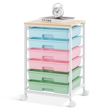 Rolling Cart with Drawers,Utility Cart with 6 Drawers,Rolling Storage Cart wi...