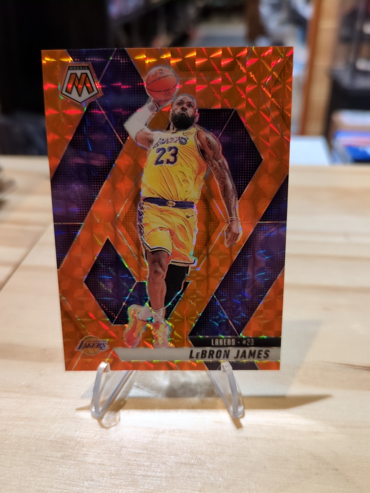 LeBron James 2024-25 Panini Mosaic #180 Orange Mosaic Prizm #'d /249 Lakers