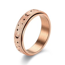 Anti-anxiety Spinner Design Fidgets Rotating Stainless Steel Ring Band Relief UK