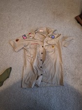 Boy Scouts Of America Brown Official Short Sleeve Size S Shirt With Patches