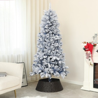 6 Fuß blauer künstlicher Weihnachtsbaum mit Schnee, beflockter aufklappbarer Weihnachtsbaum