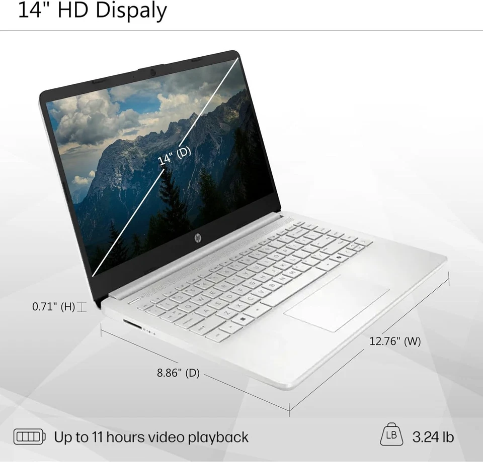 HP 14" HD Laptop, Intel Processor N150, 4GB RAM, 128GB UFS, Win11 Home, Silver - Image 4 of 4
