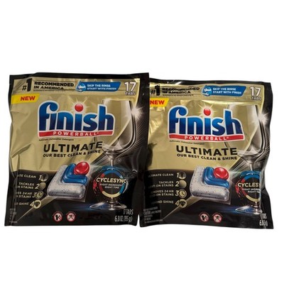 2x Finish Powerball Ultimate Dishwasher Detergent Tabs, No Pre-Rinse, 17ct Each