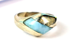 Exquisite Natural Sky Blue Larimar .925 Sterling Silver Ring 6.5 free resizing