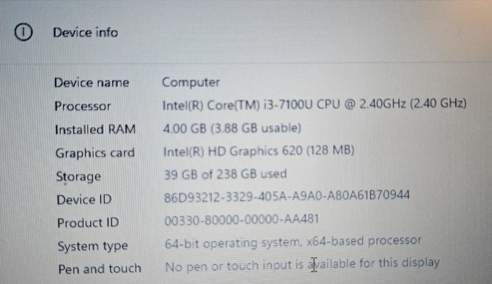 Lenovo ThinkPad L470 · i3-7100U · 4GB · 240GB, photo 4 of 5