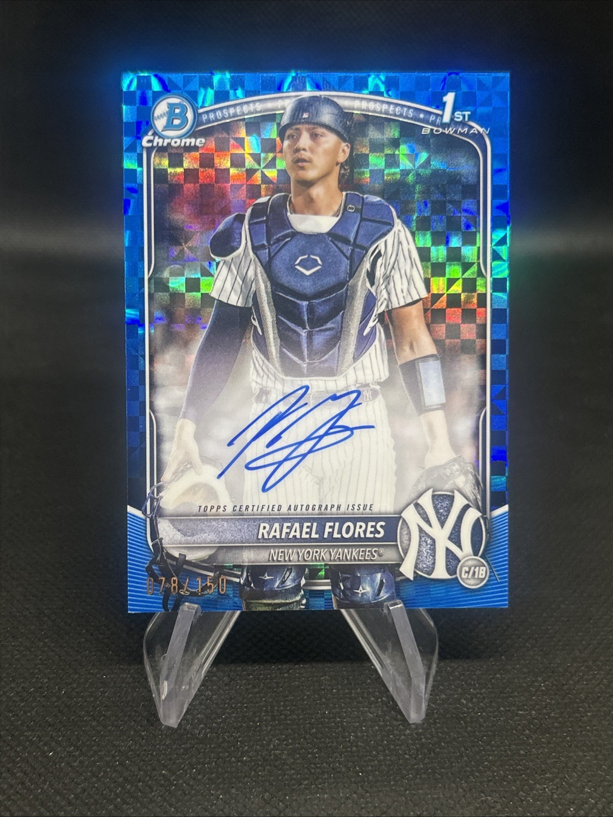 2025 Bowman 1st Chrome #CPA-RF Rafael Flores /150 Blue X-Fractor RC Auto Pirates