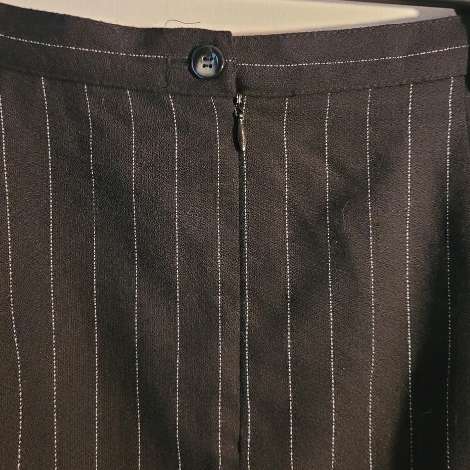 Geoffrey Beene Wool Pinstripe A Line Skirt Size 14 Black White Career Church - Image 2 of 4