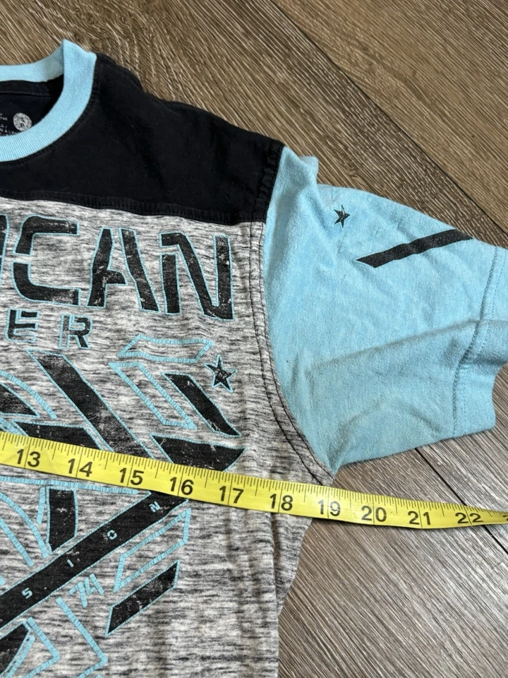 Camiseta American Fighter Para Hombre Pequeña Gris/Verde azulado/Negro Y2K MMA Fighter Doble Cara Foto 4 de 4