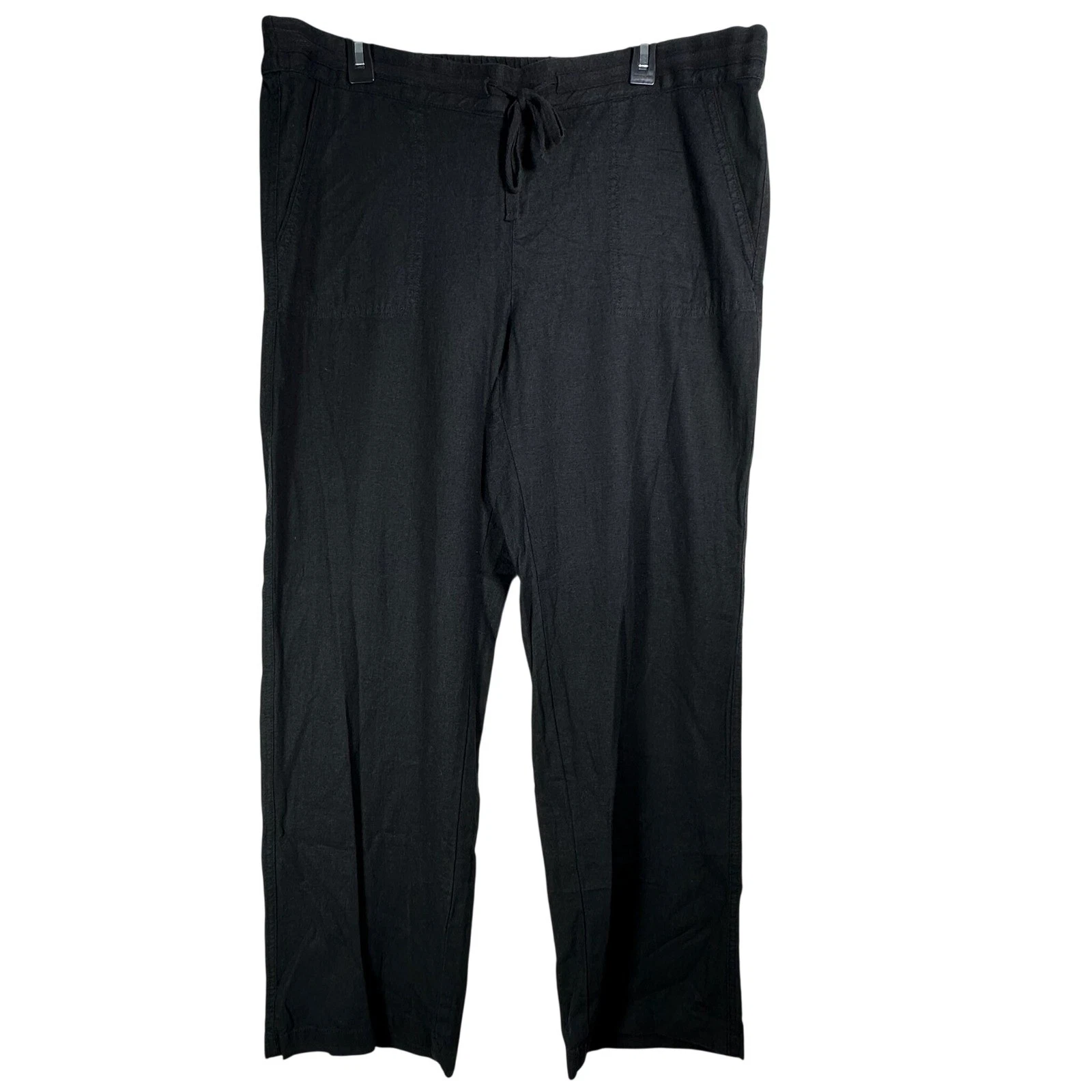 Caslon Black Linen Blend Drawstring Straight Leg Pants XL RN58665
