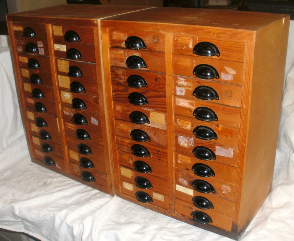 Antique, Apothecary Cabinet, Drawers Cupboard with 40 Drawers, Wood, Unrestored - Image 3 of 4