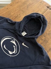 Penn State Nittany Lions Hoodie Mens Sz L Football Navy Blue Swoosh