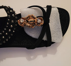 NEW Black Alicegana Flat Jeweled Sandals (Women's) Size 7 (38) NEW in Box — photo 3