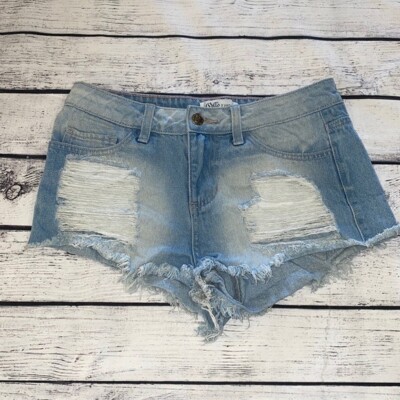 Cello Distressed Jean Shorts Cutoff Size Small Light Wash