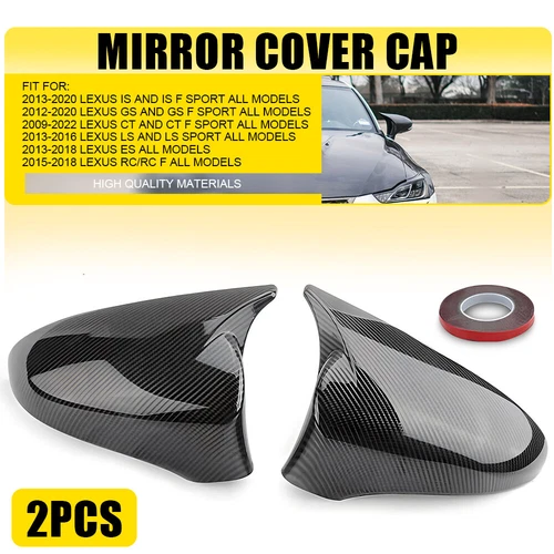 Carbon Fiber Black Mirror Cover Caps For Lexus IS200 IS250 IS300 IS350 2013-20 C