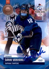 Sanni Vanhanen Signed 2022 By Beijing Olympics Womens Hockey Card Team Finland