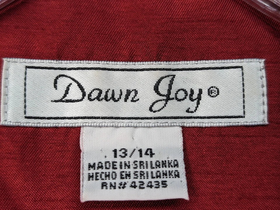 Dawn Joy Top Womens 13/14 Red Button Front Collared Sleeveless Blouse Preppy Foto 3 de 4