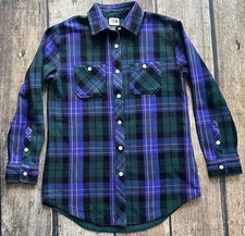 THE NORTH FACE VALLEY TWILL FLANNEL SHIRT BLUE GREEN WOMENS SMALL EXCELLENT
