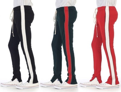 EPTM Epitome Mens Contemporary Techno Side Zip Long Drawstring Pipin Track Pants