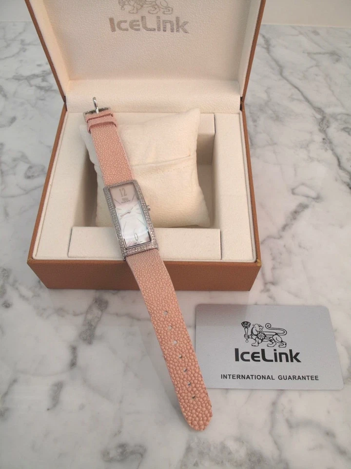 ICELINK $4765 новый: Лира 2,25 карат бриллиант перламутр розовый SWISS наручные часы - Изображение 2 из 4