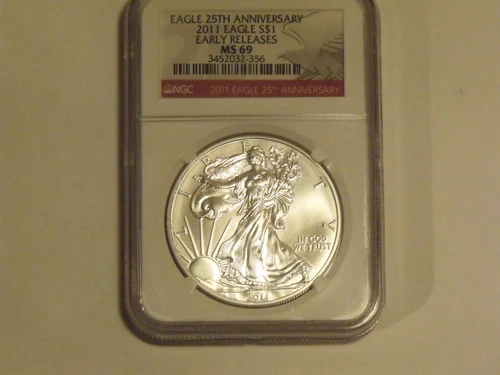 2011 American Silver Eagle one Dollar coin 25th Anniversary  NGC MS69