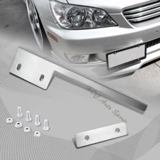 JDM Style Brush Silver Aluminum Front License Plate Mount Relocate Bracket Bar