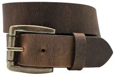 1.5" Full Grain Crazy Horse Buffalo Leather Casual Belt - Brown - Made in USA