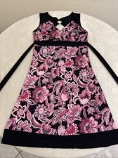 NEW DIRECTIONS  Womens STRETCH Sleeveless Pink Floral Fit & Flare Dress SMALL