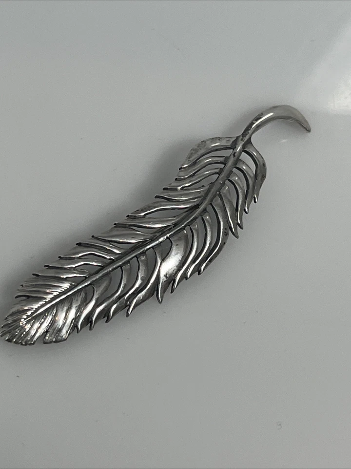 Broche Kabana Pluma Plata de Ley 925 Sello 3+” 8,2 gr Foto 4 de 4