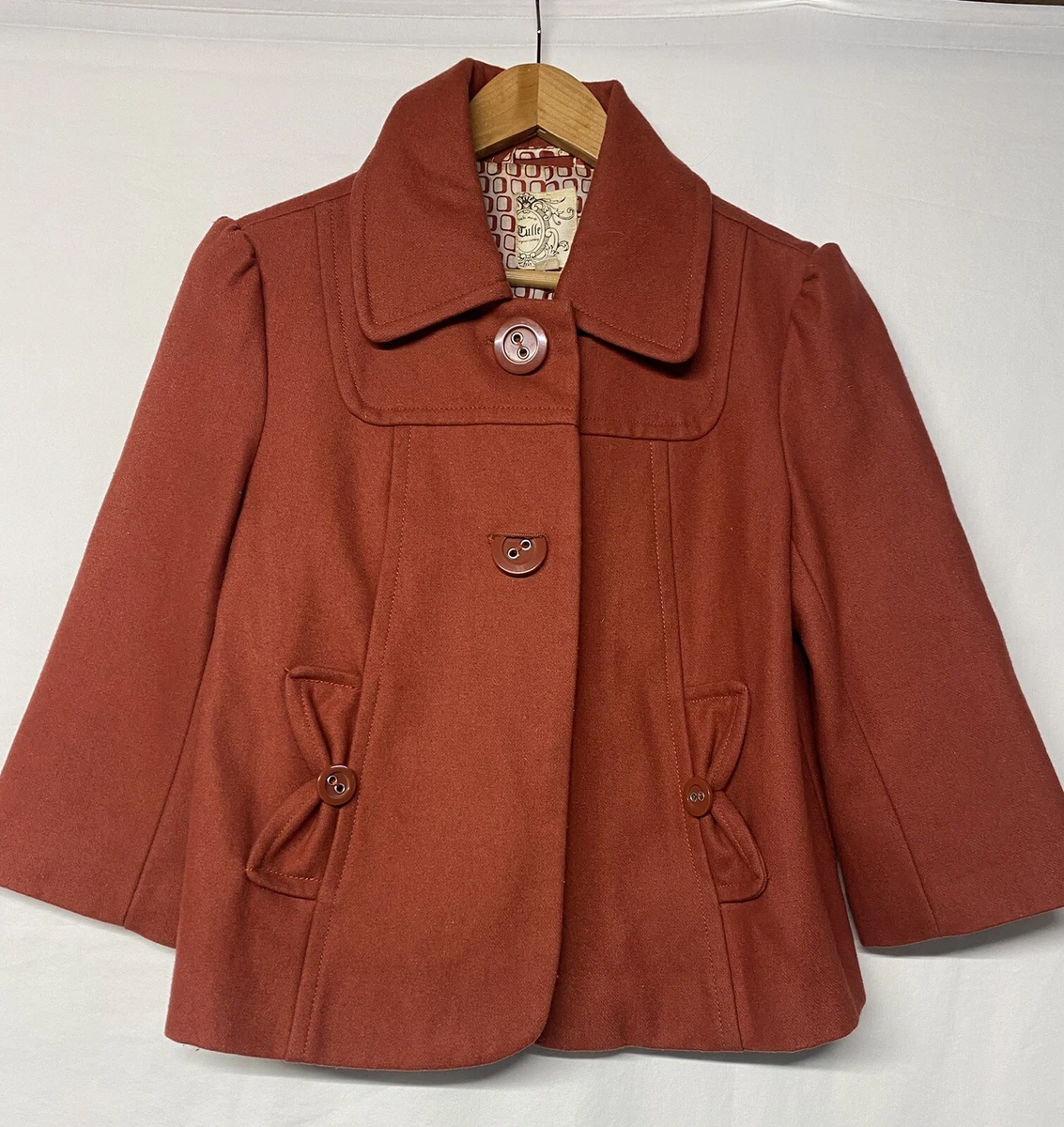 Tulle Original Clothing Color Orange Wool Peacoat Size Medium EUC | eBay