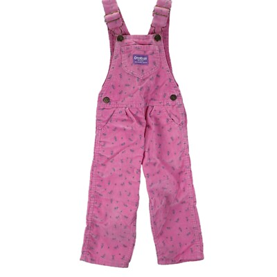 Vintage 80s OshKosh B'gosh Pink Floral Corduroy Overalls 3T USA