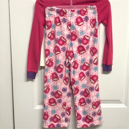 Extremely Me Pink Purple Hot Chocolate Print Fleece Girls Pajama Set Size 4 NWT - Picture 3 of 5