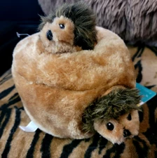Zippy Paws Dog Puppy Plush Hedgehog Burrow Toy - Brown ea. w 3 single hedgehogs