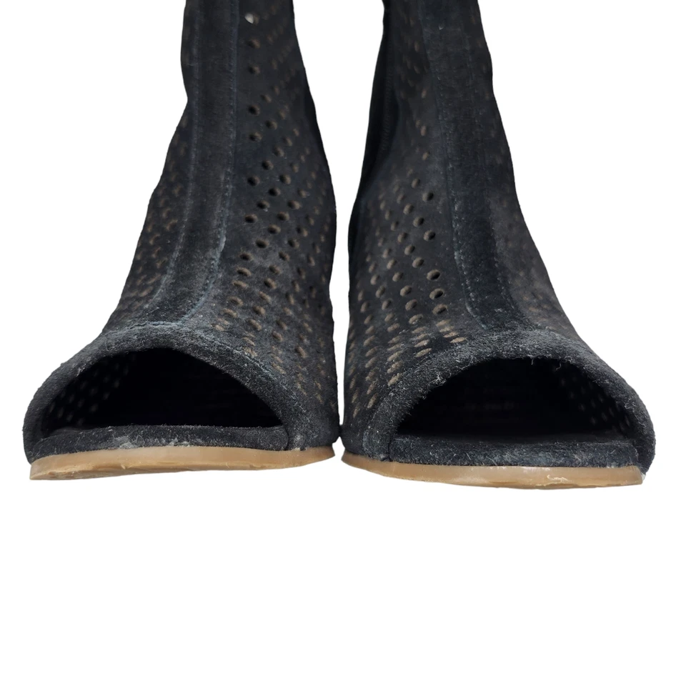 Zapatos Carlos Santana para mujer 8 negros marrones tacones de cuña punta abierta red gamuza Foto 3 de 4