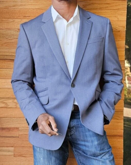 Chaqueta Blazer Deportiva LkNw Topman Azul 1 Botón Doble Ventilación Bolsillos Inclinados 44R Foto 4 de 4