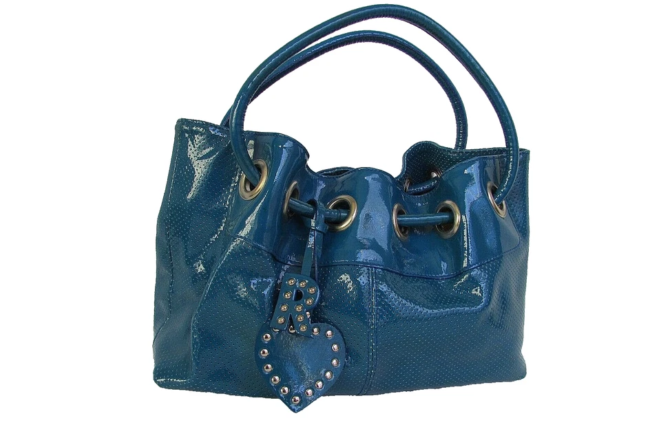 BOLSO DE MANO ROBERTA GANDOLFI CHAROL TURQUESA CHAROL ENCANTO-NUEVO SIN ETIQUETAS Foto 2 de 4