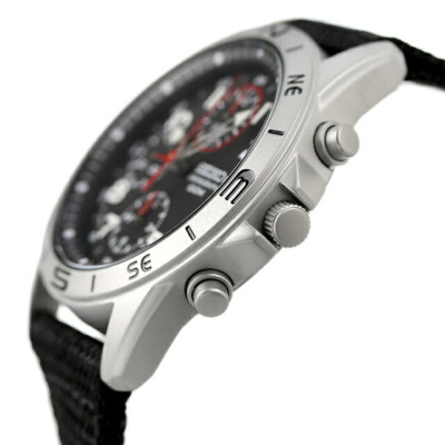 SEIKO Chronograph SND399P1 SND399P Quartz Watch Black Dial Nylon