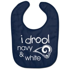 LOS ANGELES RAMS "I DROOL NAVY & WHITE" BABY BIB FREE SHIPPING!