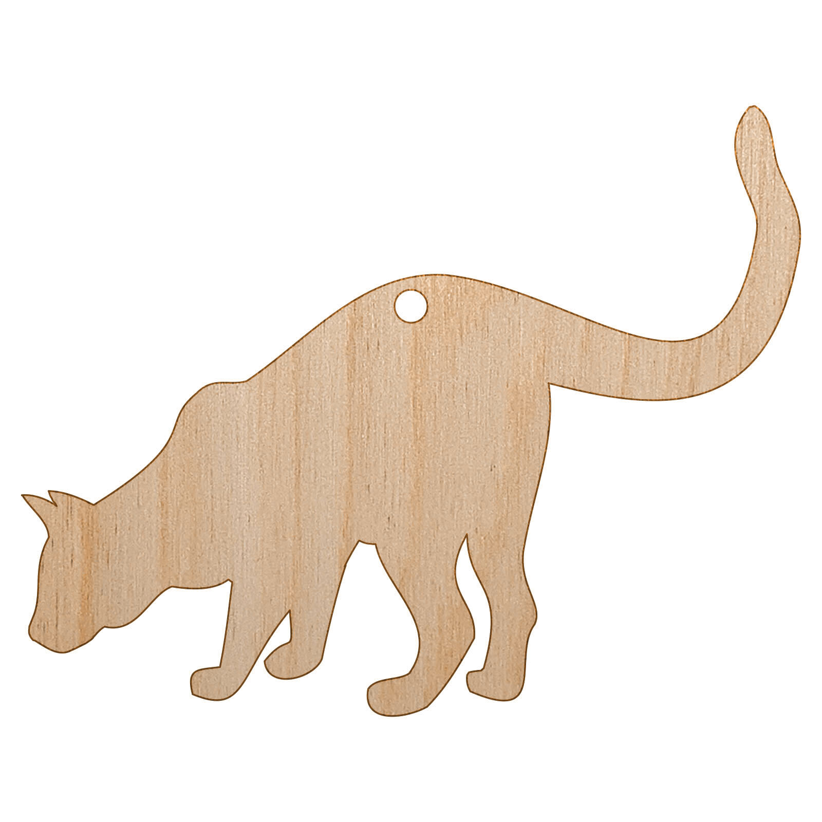 Curious Cat Solid Unfinished Craft Wood Holiday Christmas Tree DIY Ornament