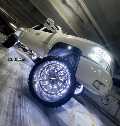 17.5" DUAL ROW LED Pure WHITE Switch Remote Strobe Flashing LED Wheel Rim Lights - Bild 6 von 13