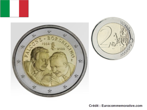 2 Euros Commémorative Italie 2022 Falcone et Borsellino - UNC