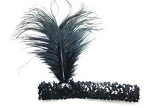 Ladies 20s Sequin Charleston Feather Headband Flapper Fancy Dress Accessories 