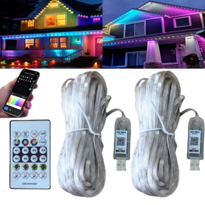 2M-20M Smart Rainbow LED Permanent Outdoor Light USB Bluetooth APP Control Kit