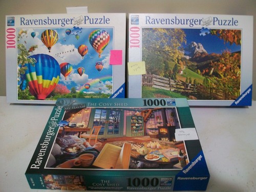 Lot of 3 Ravensburger 1000 pc Jigsaw Puzzles-each missing 1-2 pieces-Value price
