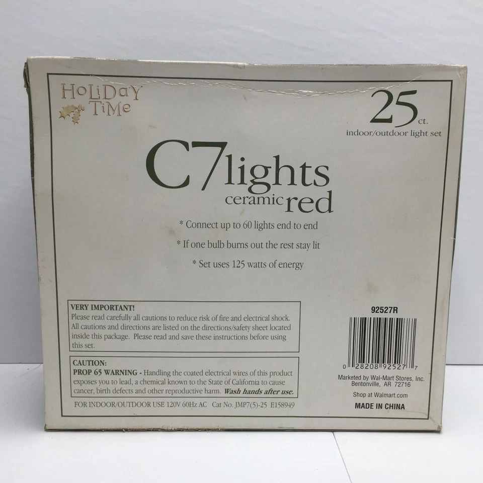 Holiday Time C7 Ceramic Red String Lights 25 Ct. Indoor Outdoor 25Ft. 125Watts - Image 4 of 4